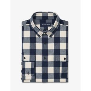 Mizzen Main Gingham Button Down Shirt Men's Size LARGE Navy White Plaid